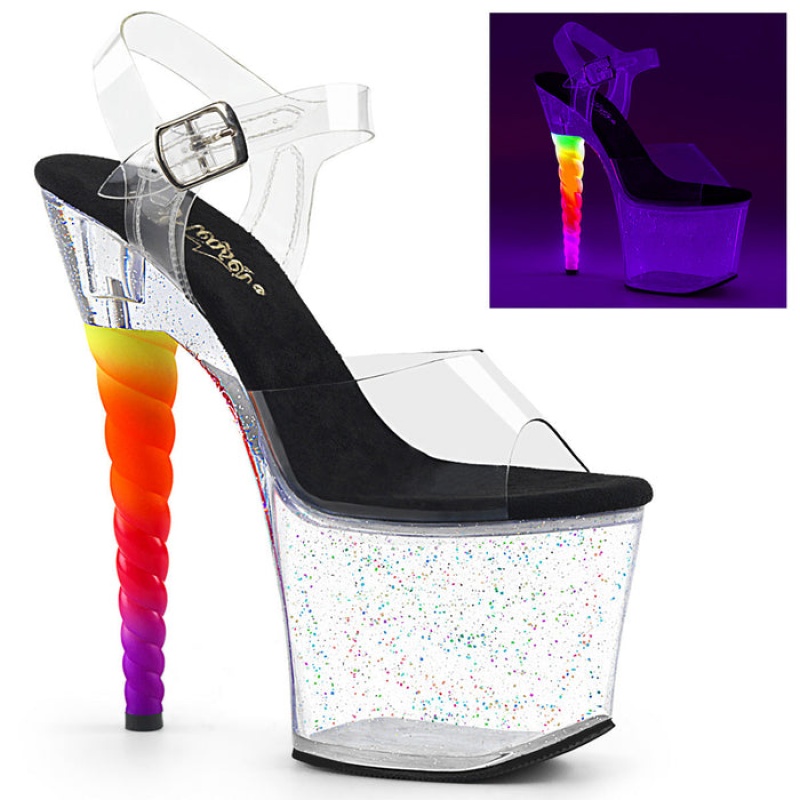 Pleaser Unicorn-708MG Sandaler Dame Clear | 37YPROAFZ