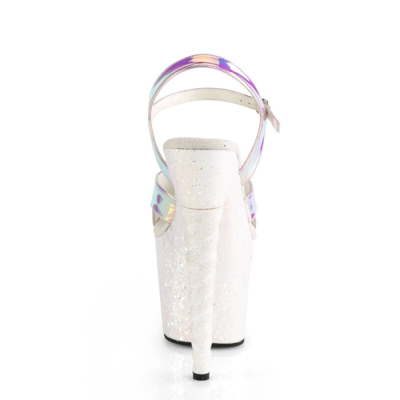 Pleaser Unicorn-711LG Sandaler Dame Lilla Hvide | 27AWBJUNP