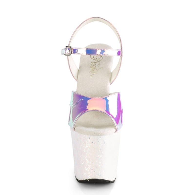 Pleaser Unicorn-711LG Sandaler Dame Lilla Hvide | 27AWBJUNP